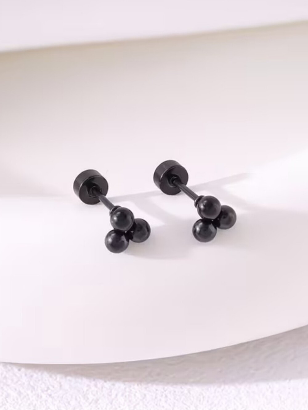 Screw Back Triple Ball Flat Back Earrings